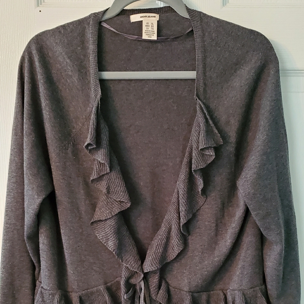 🐱 3/$50 NWT DKNY Jeans Ruffled Cardigan